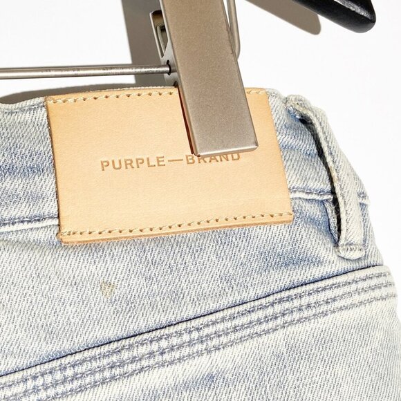 NWT Purple Brand P004 Bootcut Super Light Indigo With Paint Jean Size 32 - Picture 4 of 8